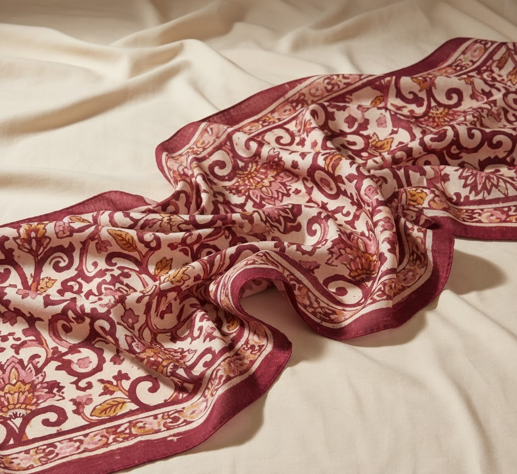 Håndtrykt tørklæde